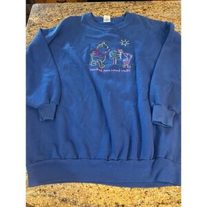 Vintage Pooh Hundred Acre Wood Walk Crewneck Sweatshirt Blue Womens Size 18W/20W